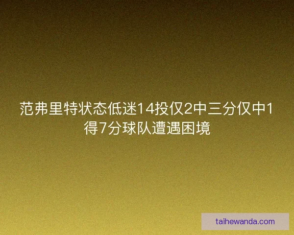 范弗里特状态低迷14投仅2中三分仅中1得7分球队遭遇困境
